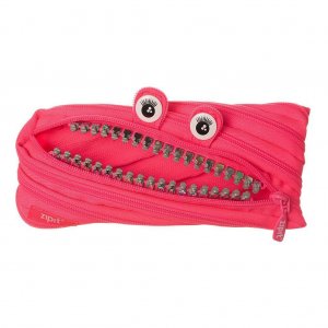 Penar Cu Fermoar, Zipit Grillz Monster - Roz Cu Dinti Argintii